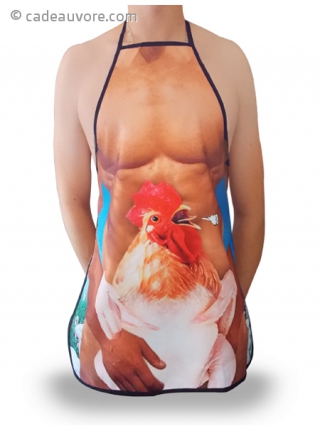 Tablier humoristique homme nu avec poulet